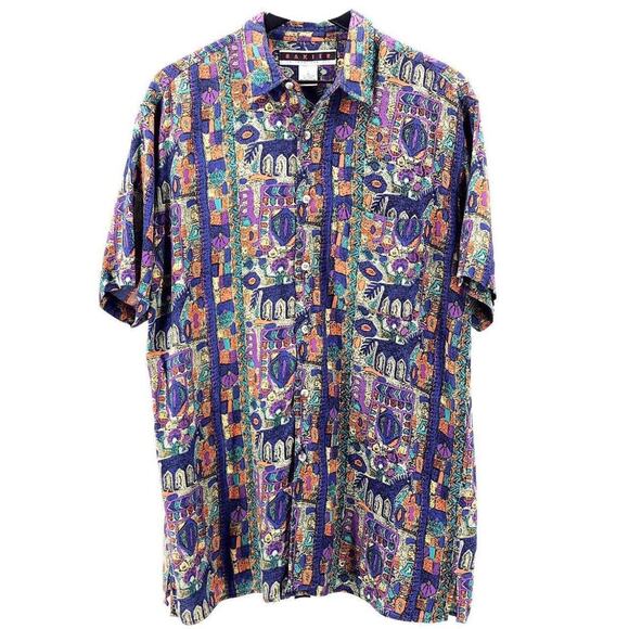 90s rayon southwestern print shirt 1990s vintage - Picture 1 of 4